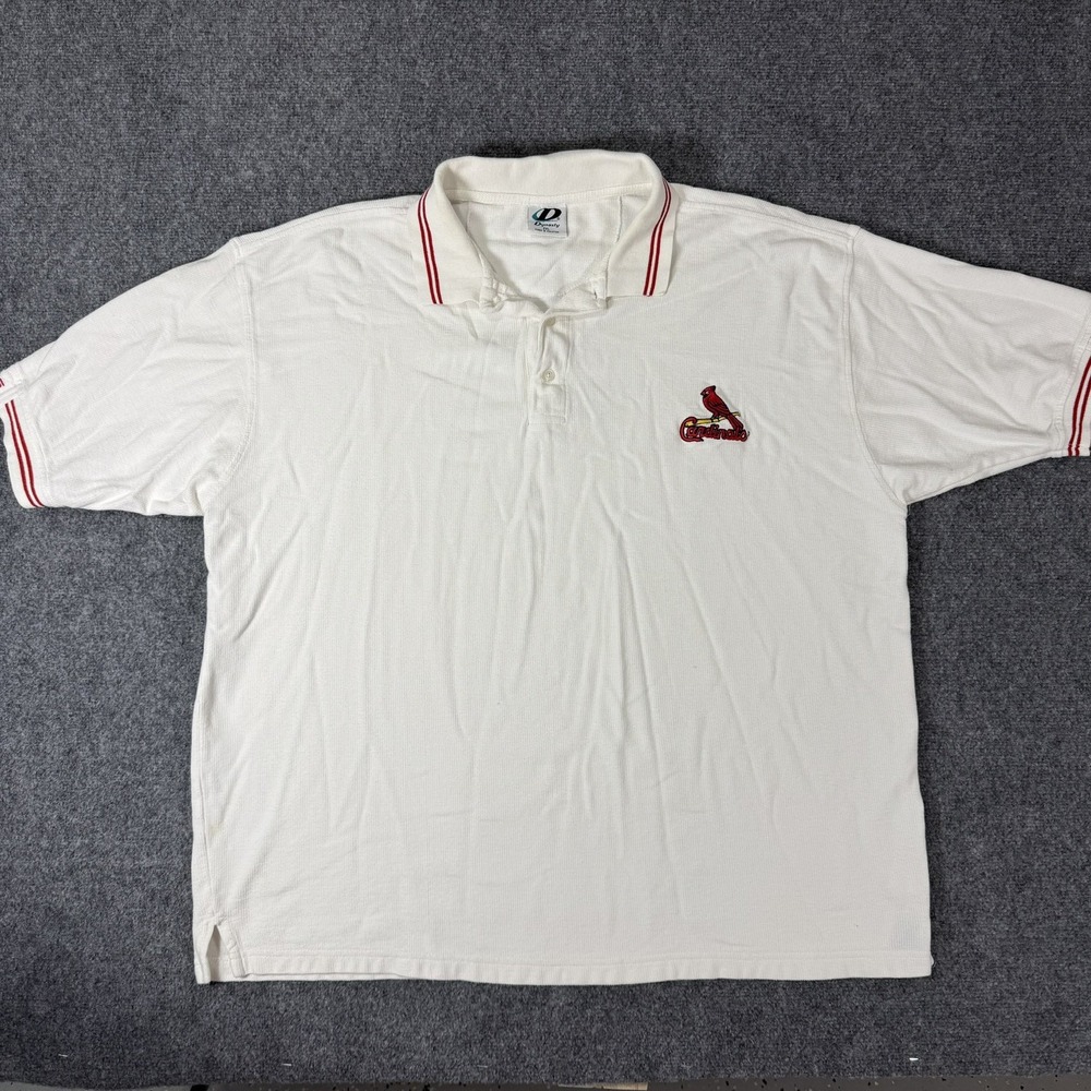 St. Louis Cardinals Polo Shirt 2XL White Red Trim MLB Dynasty Mens